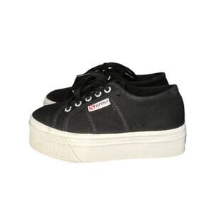 ***SOLD*** Superga 2750 Cotu Platform Canvas Sneakers Size 5 Black White